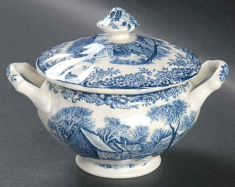 Millstream Blue Mini Sugar Bowl & Lid by Johnson Brothers-1