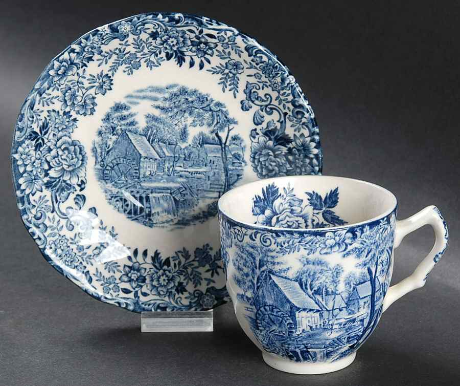 Millstream Blue Flat Demitasse Cup & Saucer Set by Johnson Brothers-1