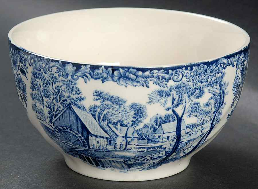 Millstream Blue Open Rice/Sugar Bowl by Johnson Brothers-1