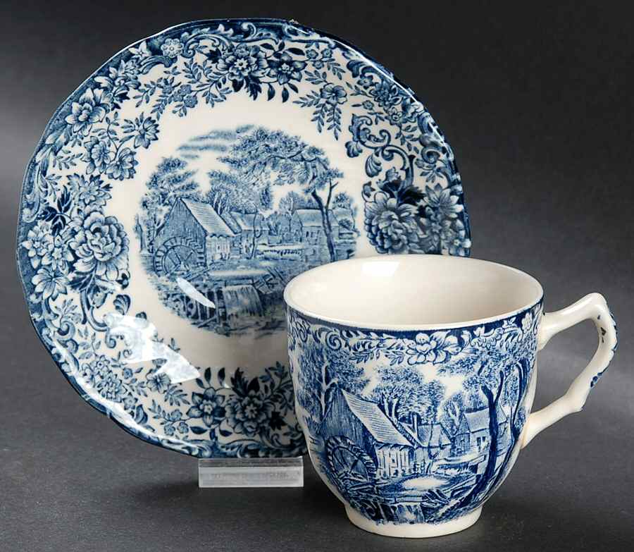 Millstream Blue Flat Demitasse Cup & Saucer Set by Johnson Brothers-1