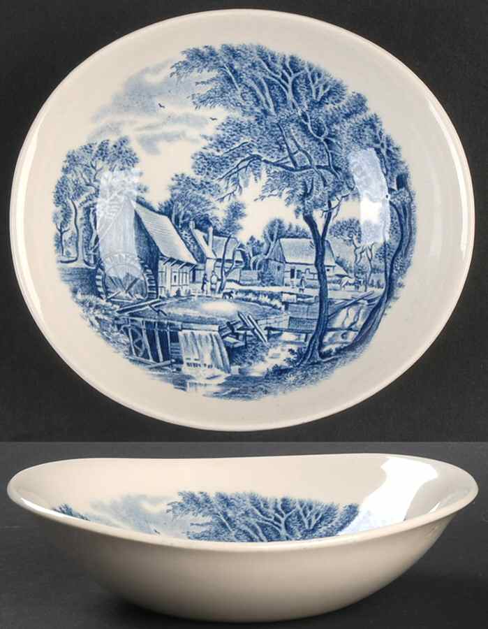 Millstream Blue Oval Fruit/Dessert Bowl by Johnson Brothers-1