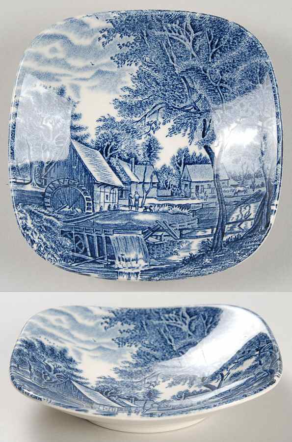 Millstream Blue 4" Square Ashtray by Johnson Brothers-1