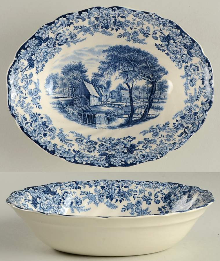 Millstream Blue 8" Oval Vegetable Bowl by Johnson Brothers-1