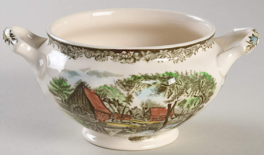Millstream Brown Multicolor Sugar Bowl No Lid by Johnson Brothers-1