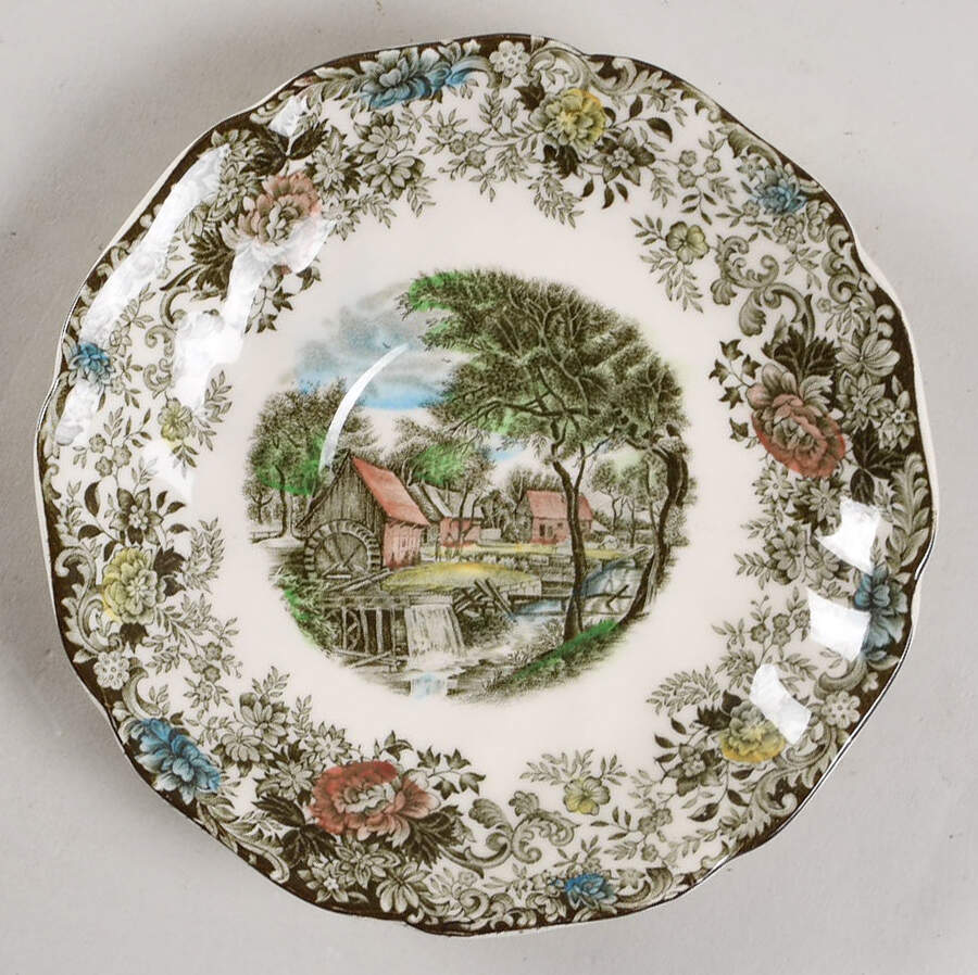 Millstream Brown Multicolor Saucer for Flat Cup by Johnson Brothers-1