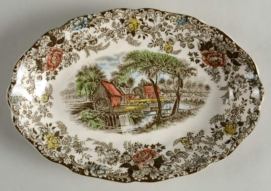 Millstream Brown Multicolor Relish/Gravy Underplate by Johnson Brothers-1