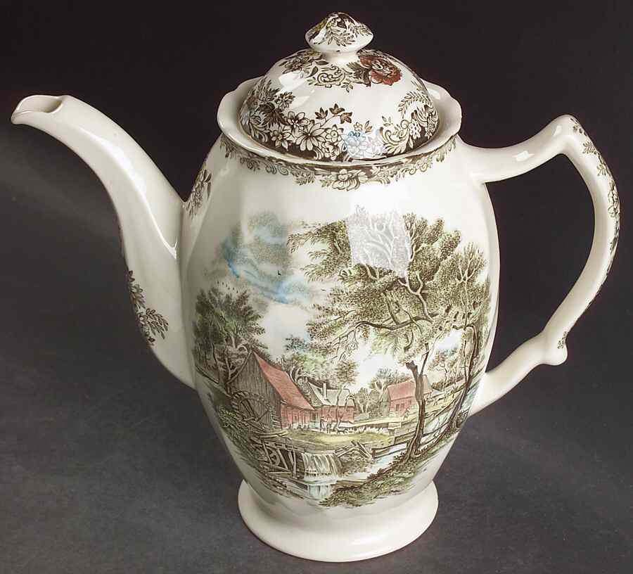 Millstream Brown Multicolor Coffee Pot & Lid by Johnson Brothers-1