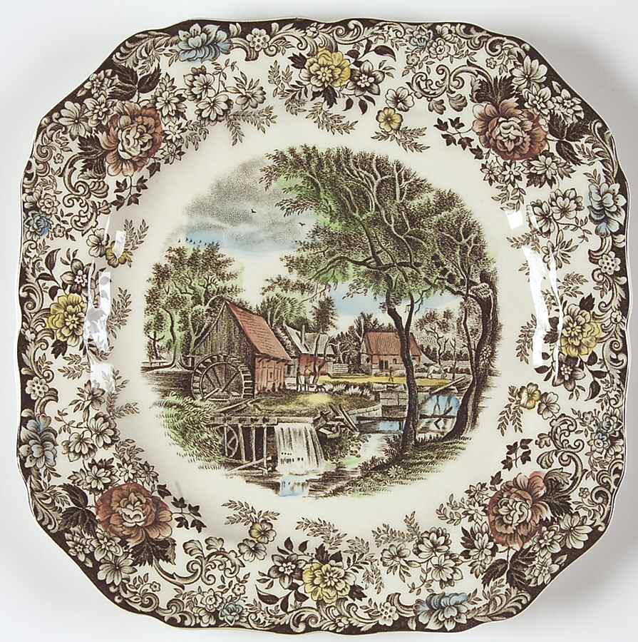 Millstream Brown Multicolor Square Salad Plate by Johnson Brothers-1