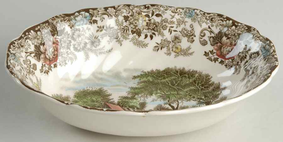 Millstream Brown Multicolor 9" Oval Vegetable Bowl by Johnson Brothers-1