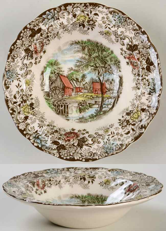 Millstream Brown Multicolor Rim Fruit/Dessert (Sauce) Bowl by Johnson Brothers-1