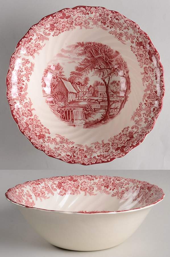 Millstream Pink 10" Round Vegetable Bowl by Johnson Brothers-1