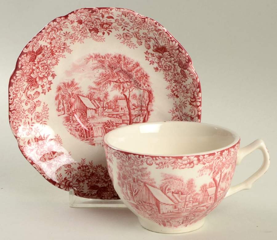 Millstream Pink Flat Cup & Saucer Set by Johnson Brothers-1