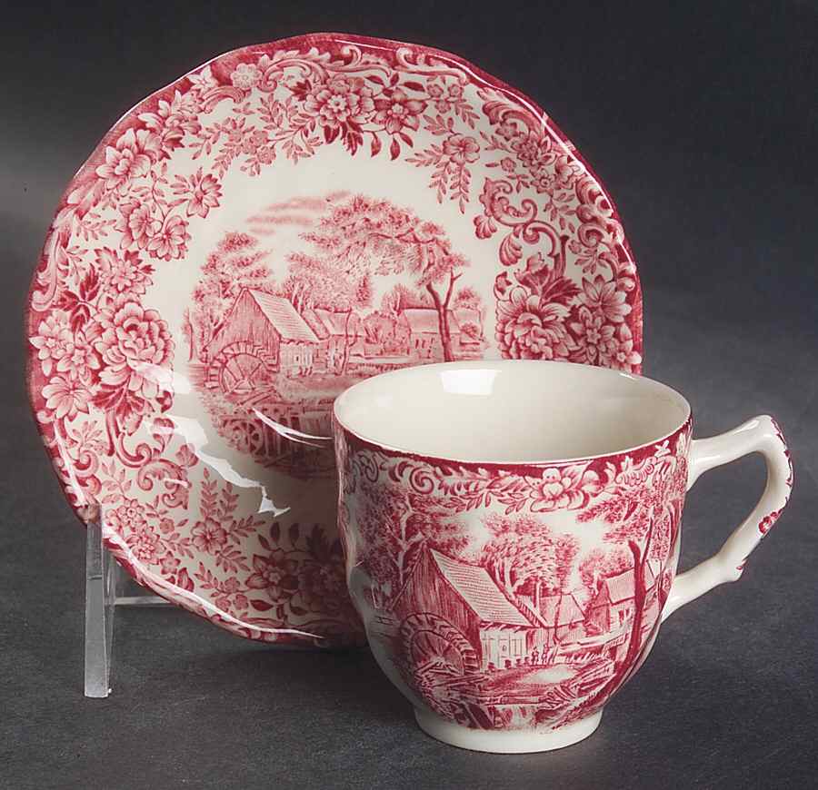 Millstream Pink Flat Demitasse Cup & Saucer Set by Johnson Brothers-1