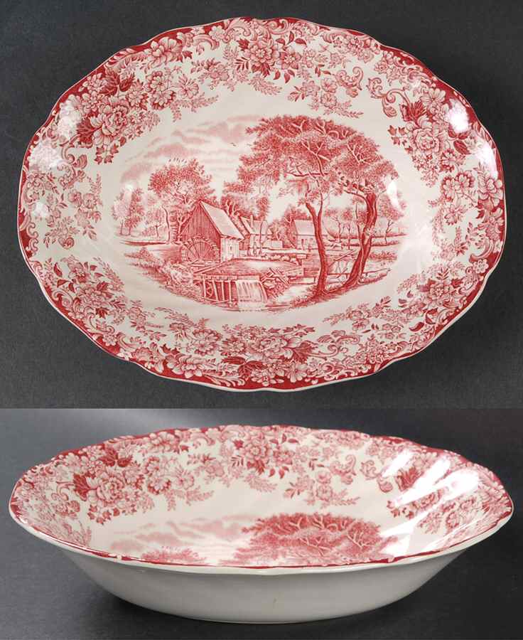 Millstream Pink 9" Oval Vegetable Bowl by Johnson Brothers-1