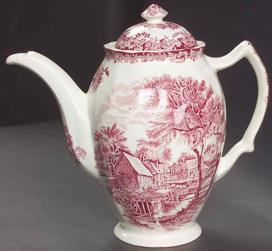 Millstream Pink Coffee Pot & Lid by Johnson Brothers-1