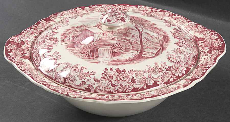Millstream Pink Round Covered Vegetable by Johnson Brothers-1