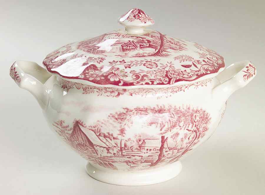 Millstream Pink Sugar Bowl & Lid by Johnson Brothers-1