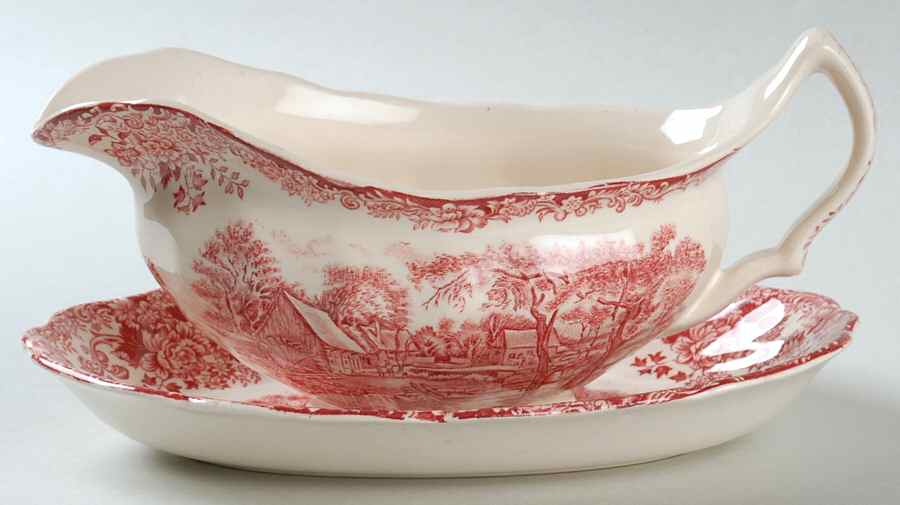 Millstream Pink Gravy Boat & Underplate/Relish by Johnson Brothers-1