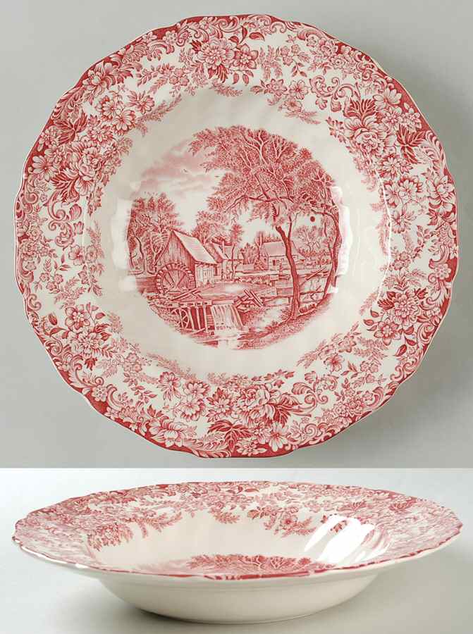 Millstream Pink Large Rim Soup Bowl by Johnson Brothers-1