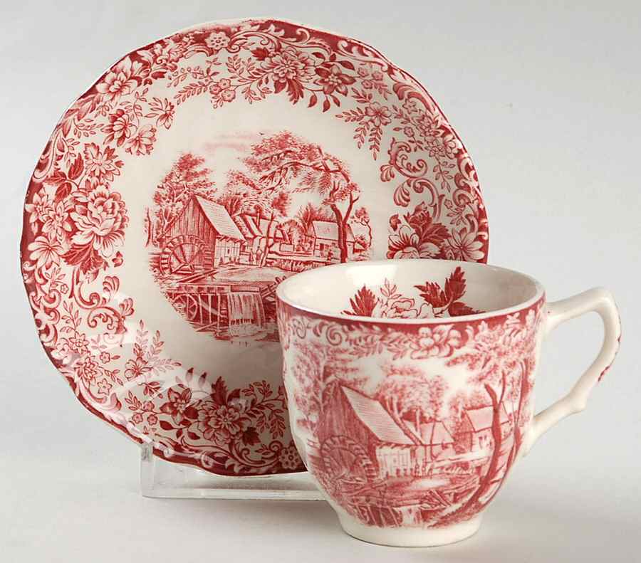 Millstream Pink Flat Demitasse Cup & Saucer Set by Johnson Brothers-1