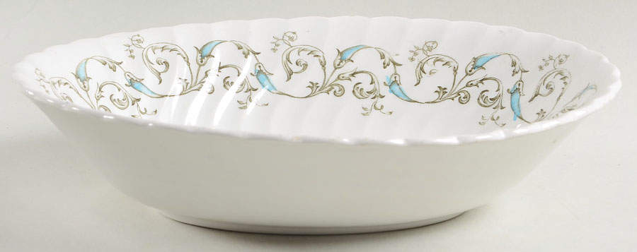 Minuet (Blue Green Scroll) 9" Oval Vegetable Bowl by Johnson Brothers-1