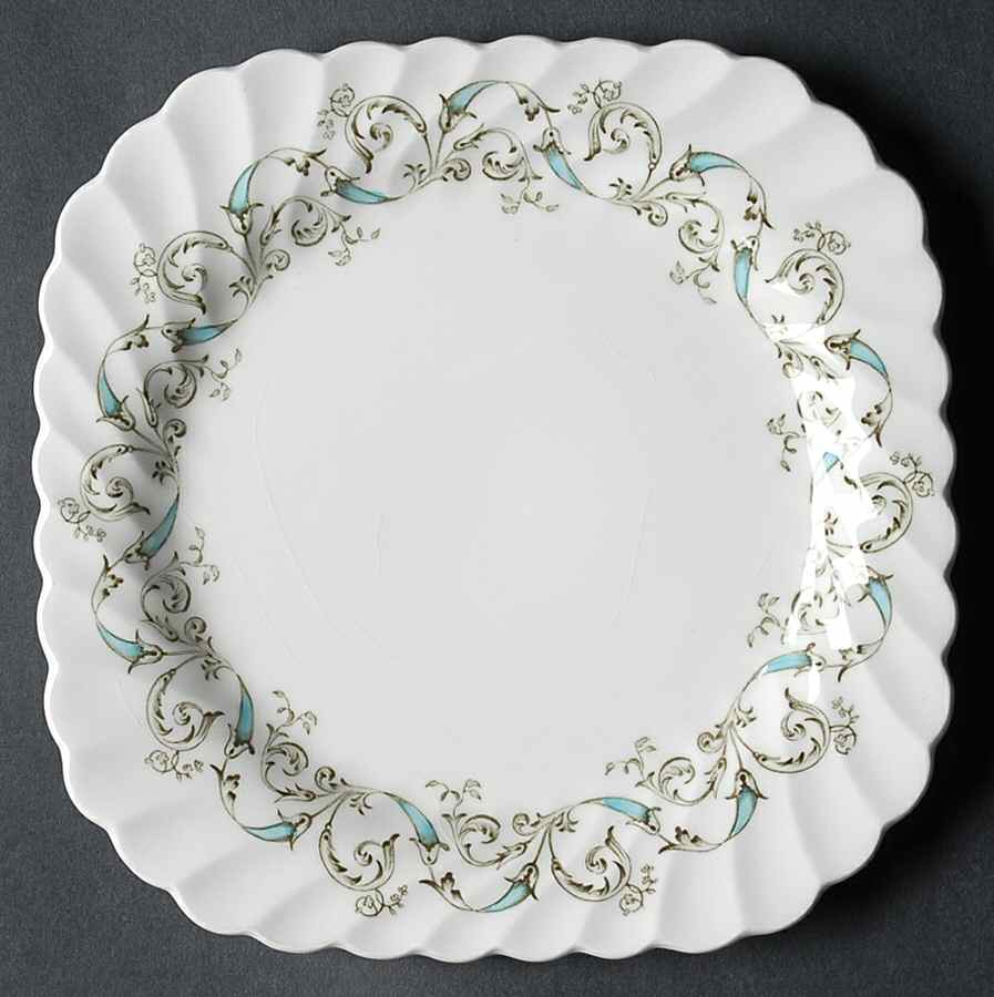 Minuet (Blue Green Scroll) Square Salad Plate by Johnson Brothers-1