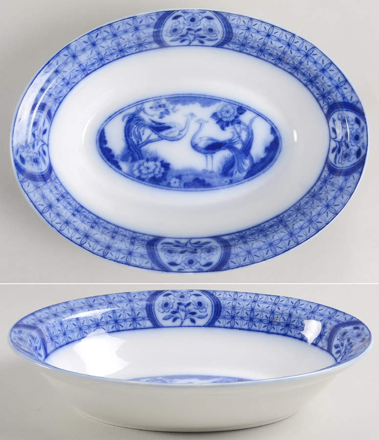 Mongolia (Flow Blue) 9" Oval Vegetable Bowl by Johnson Brothers-1