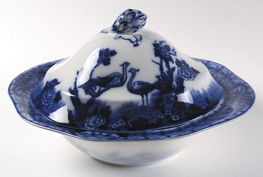 Mongolia (Flow Blue) Tureen &  Lid by Johnson Brothers-1