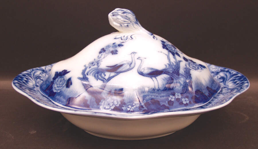 Mongolia (Flow Blue) Round Covered Vegetable by Johnson Brothers-1