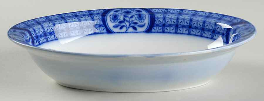 Mongolia (Flow Blue) 8" Oval Vegetable Bowl by Johnson Brothers-1
