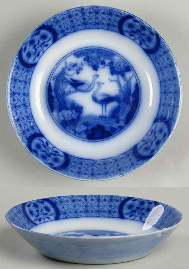 Mongolia (Flow Blue) Coupe Soup Bowl by Johnson Brothers-1