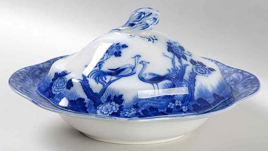 Mongolia (Flow Blue) Oval Covered Vegetable by Johnson Brothers-1