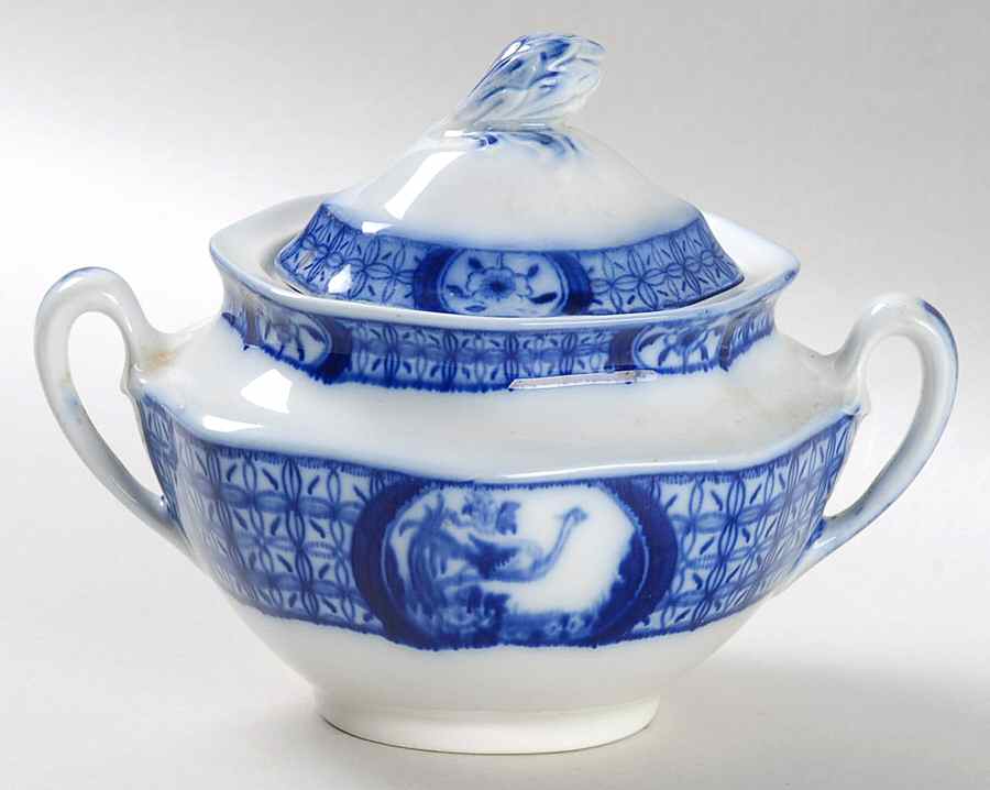 Mongolia (Flow Blue) Sugar Bowl & Lid by Johnson Brothers-1