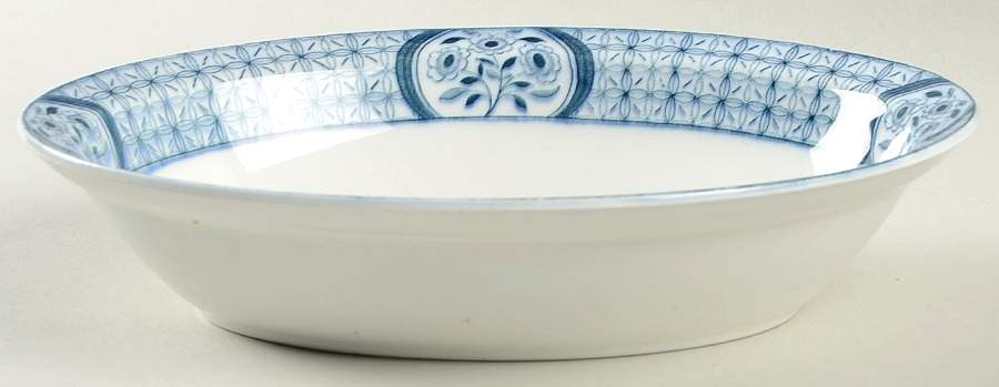 Mongolia (Gray Blue) 9" Oval Vegetable Bowl by Johnson Brothers-1