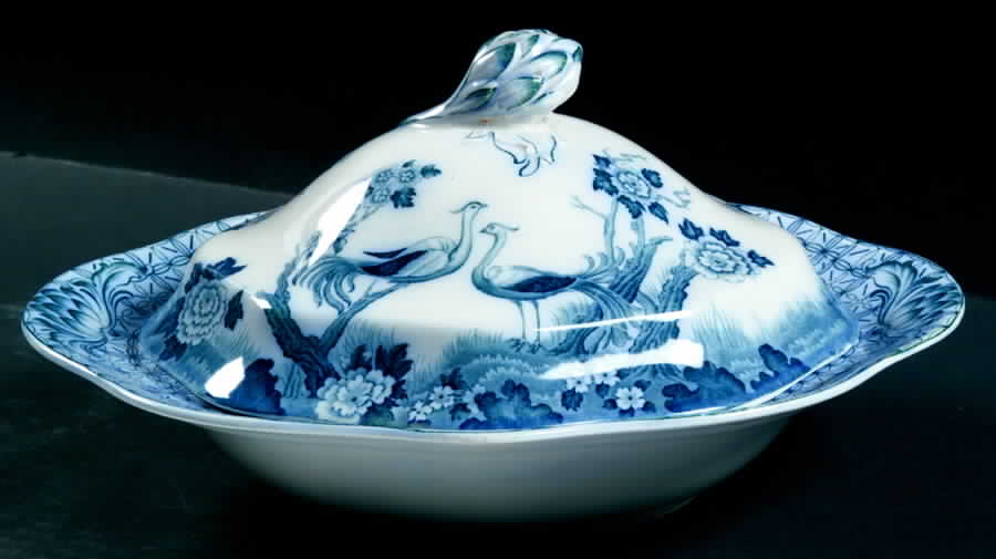 Mongolia (Gray Blue) Oval Covered Vegetable by Johnson Brothers-1