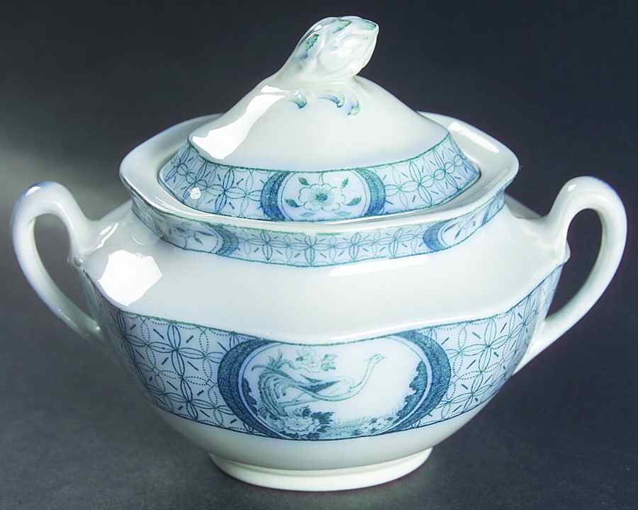 Mongolia (Gray Blue) Sugar Bowl & Lid by Johnson Brothers-1