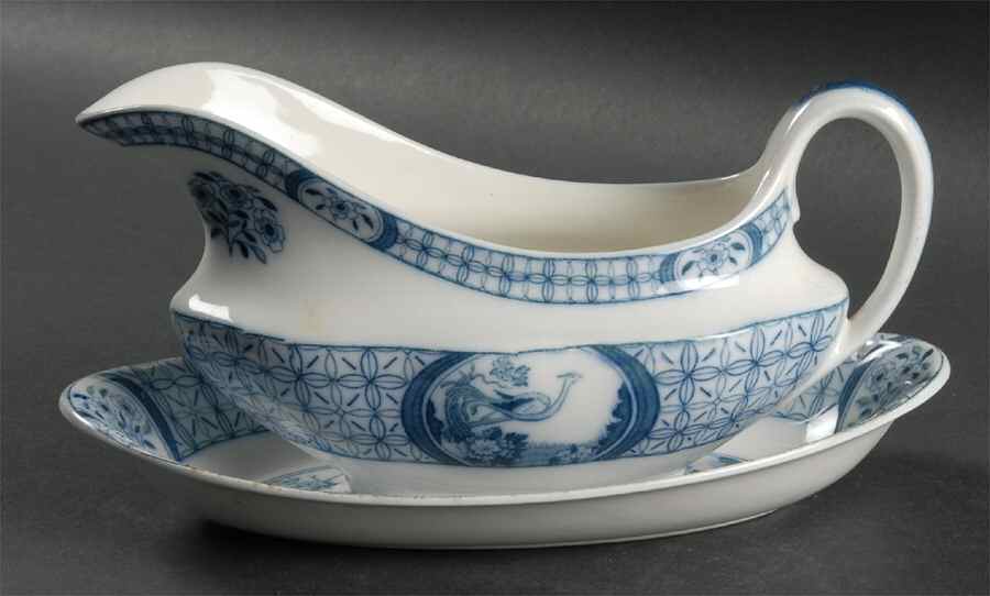Mongolia (Gray Blue) Gravy Boat & Underplate/Relish by Johnson Brothers-1