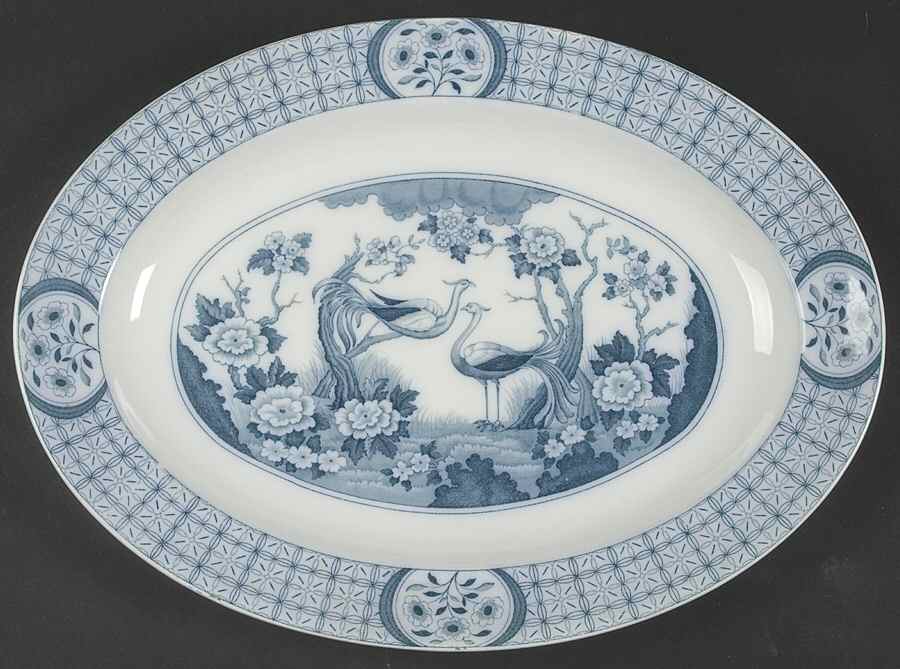 Mongolia (Gray Blue) 14" Oval Serving Platter by Johnson Brothers-1