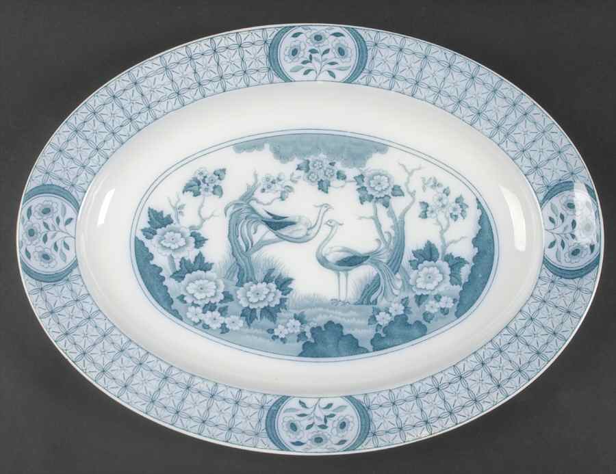 Mongolia (Gray Blue) 16" Oval Serving Platter by Johnson Brothers-1