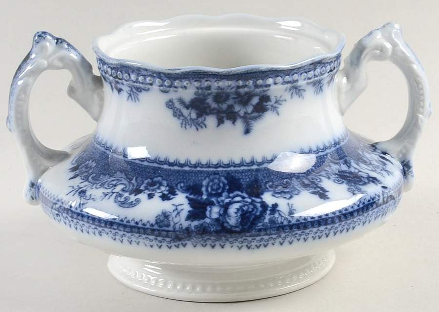 Montana (Flow Blue) Sugar Bowl No Lid by Johnson Brothers-1