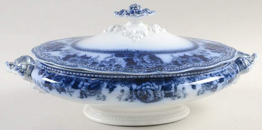 Montana (Flow Blue) Oval Covered Vegetable by Johnson Brothers-1