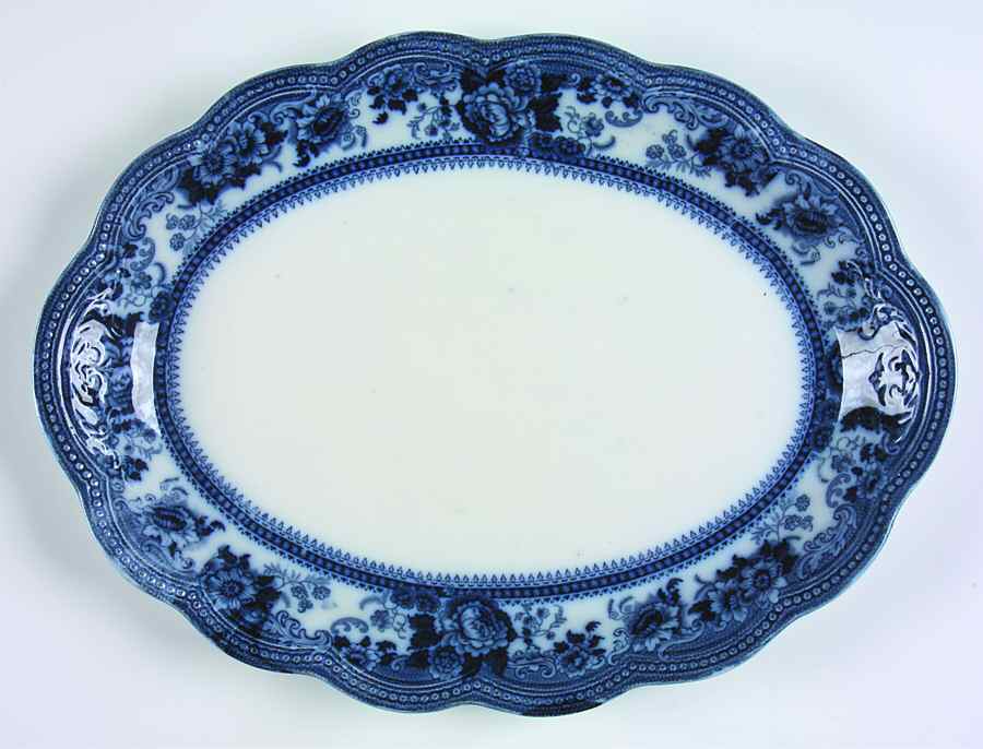 Montana (Flow Blue) 14" Oval Serving Platter by Johnson Brothers-1