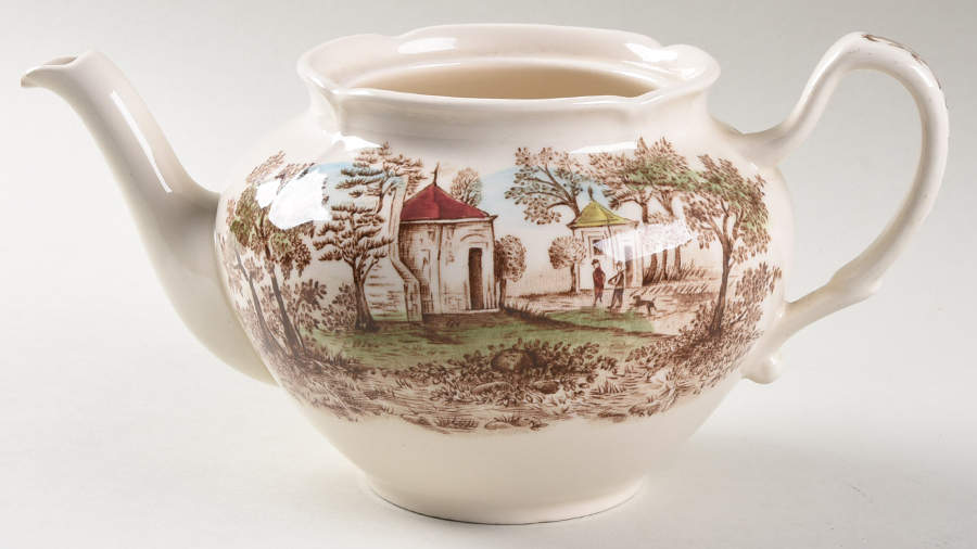 Mount Vernon Brown Multicolor Teapot No Lid by Johnson Brothers-1