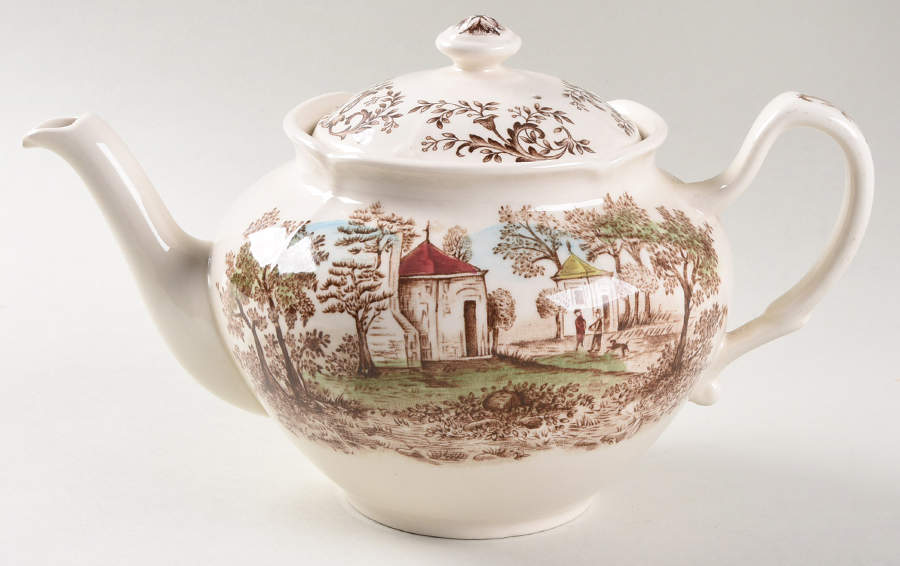 Mount Vernon Brown Multicolor Teapot & Lid by Johnson Brothers-1