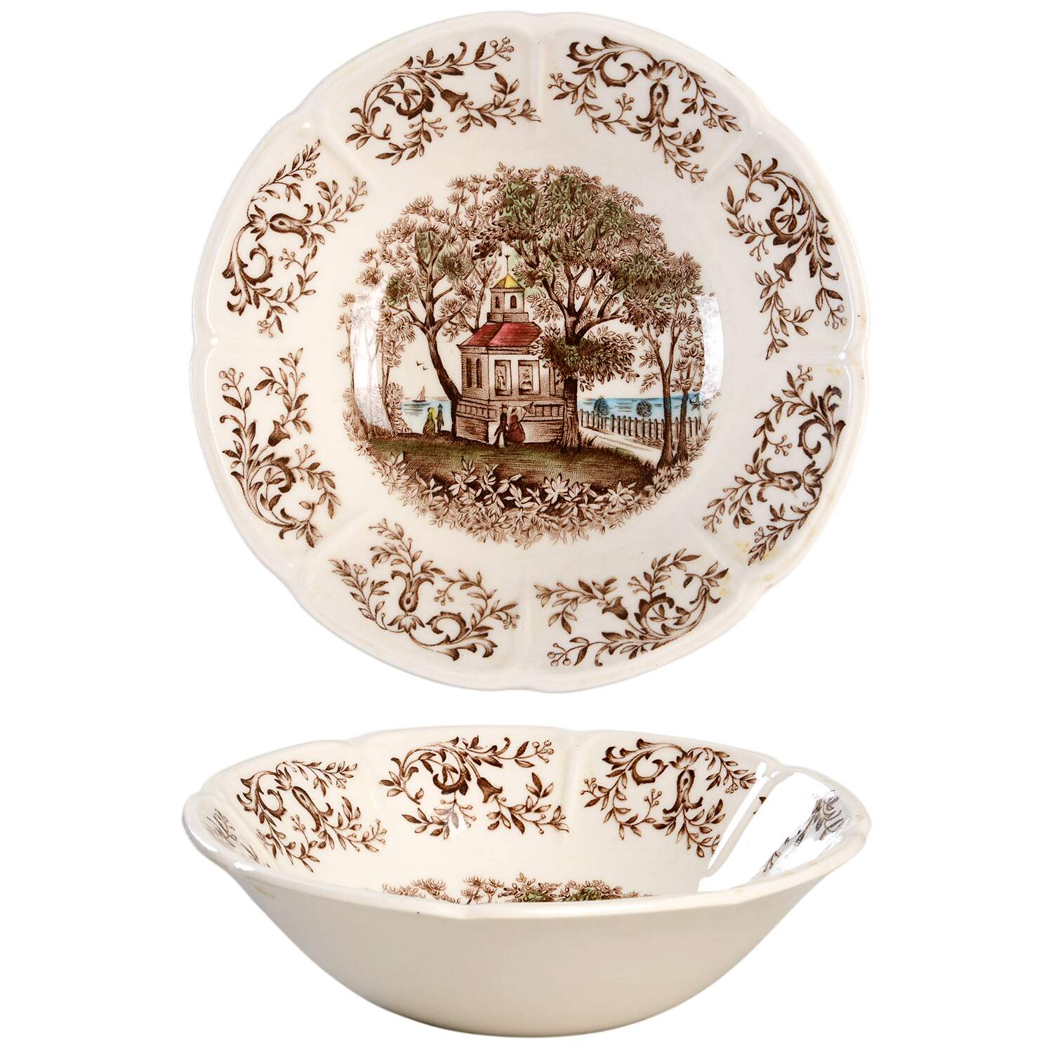 Mount Vernon Brown Multicolor Coupe Cereal Bowl by Johnson Brothers-1
