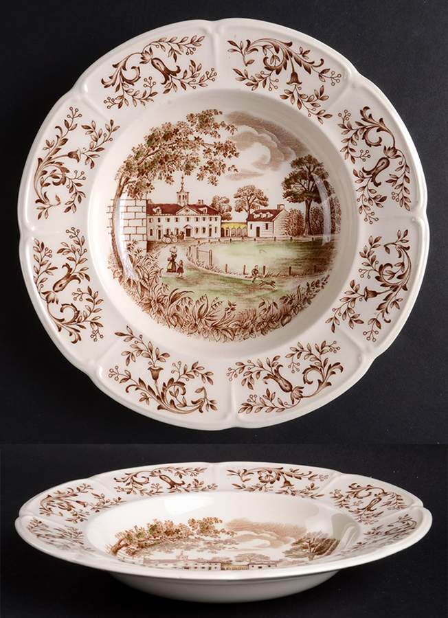 Mount Vernon Brown Multicolor Rim Soup Bowl by Johnson Brothers-1
