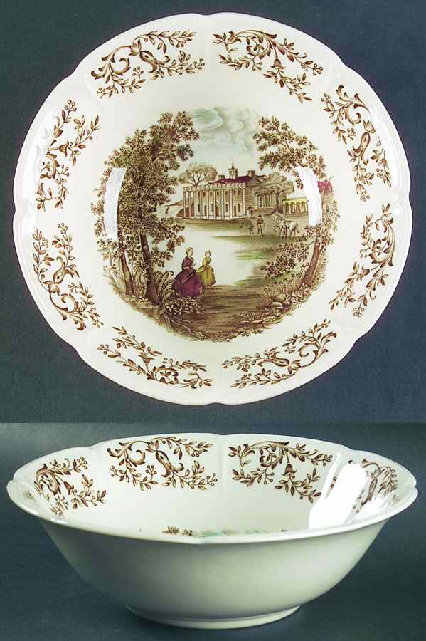 Mount Vernon Brown Multicolor 8" Round Vegetable Bowl by Johnson Brothers-1