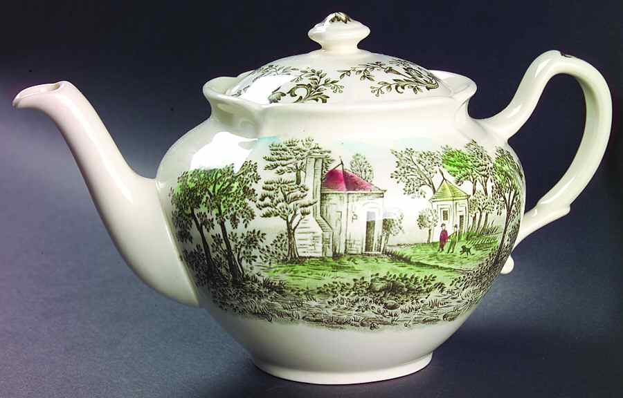 Mount Vernon Green Multicolor Teapot & Lid by Johnson Brothers-1