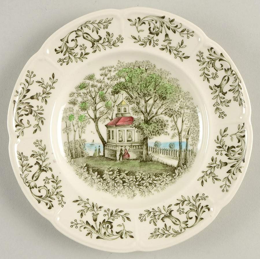 Mount Vernon Green Multicolor Bread & Butter Plate by Johnson Brothers-1
