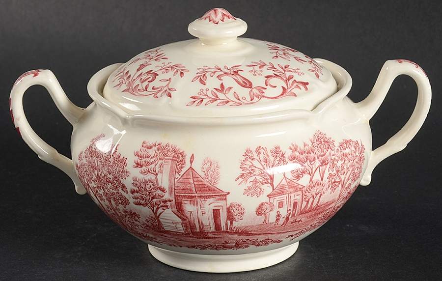Mount Vernon Pink Sugar Bowl & Lid by Johnson Brothers-1